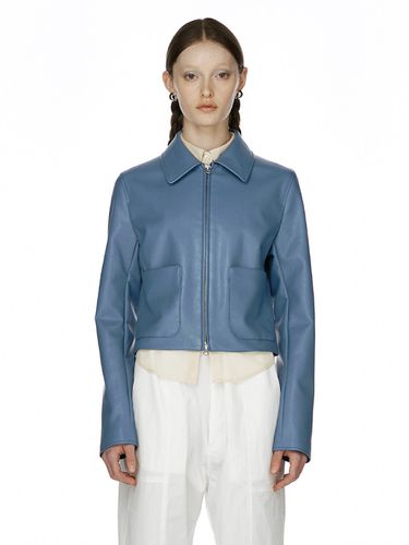 Leather Single Jacket_Ash Blue - Burmula - Modalova