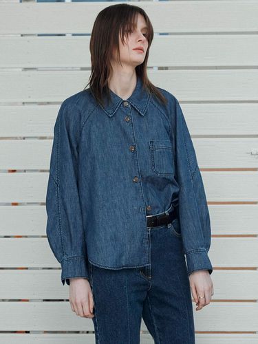 Back Neck Denim Shirt_Blue - JOY GRYSON - Modalova