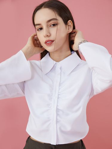 Cropped Slim Shirring Long Sleeve Shirt - KOLEAT - Modalova