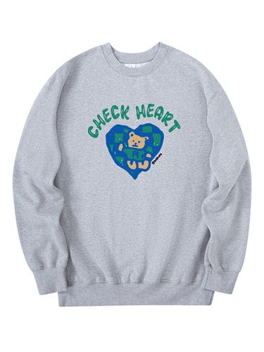 Check Heart Sweatshirt - Gray - RADINEO - Modalova