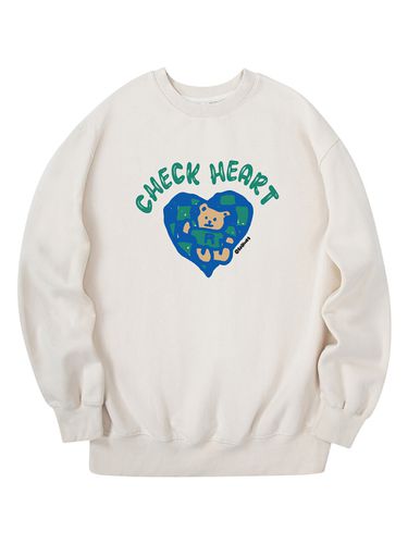 Check Heart Sweatshirt - Cream - RADINEO - Modalova