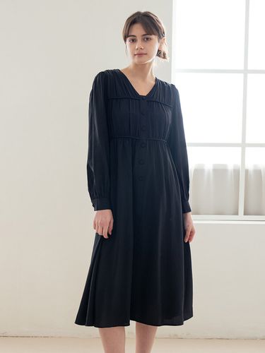 WED_Button V-neck Pleated Dress [] - We’Dee - Modalova