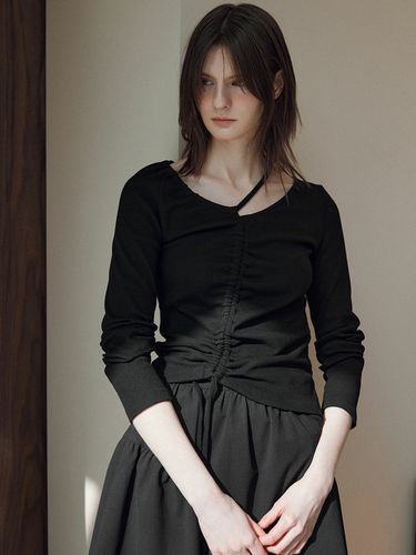 Asymmetrical Slit Shirt_Black - JOY GRYSON - Modalova