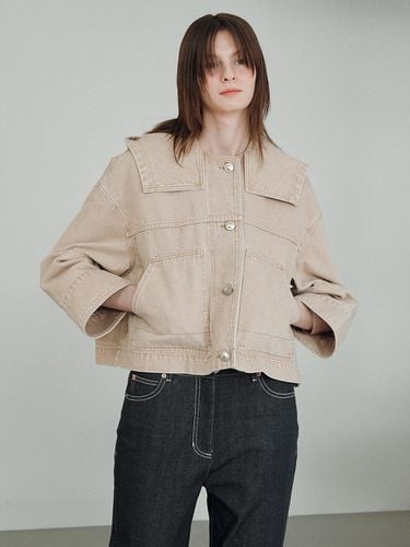 Denim Hood Trucker Jacket_Light Beige - JOY GRYSON - Modalova