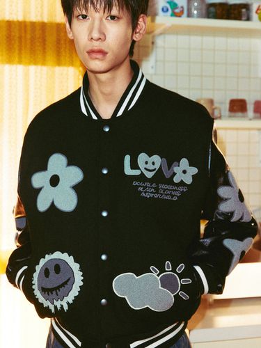 Multi Logo Varsity Jacket (Black Ink) - MISTERCHILD - Modalova