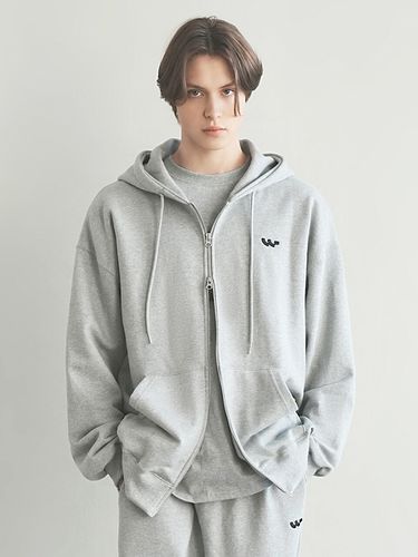 Overfit Hoodie Zip-Up (Gray) - WAAR FOR MEN - Modalova