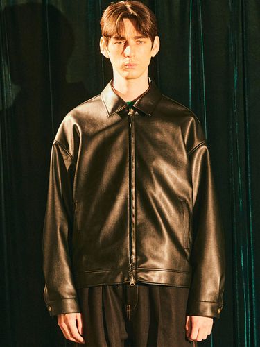 Faux-Leather Zip-Up Jacket _ Black - FFEFF STUDIO - Modalova