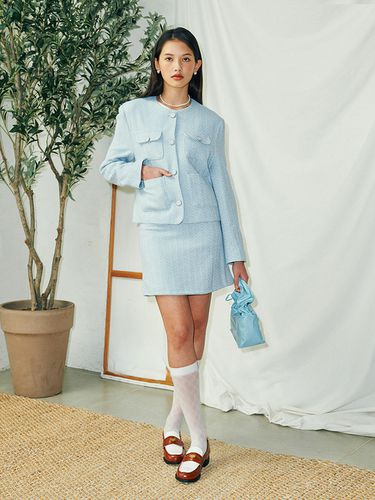 Tweed Mini Skirt_Sky Blue - EYEYE - Modalova