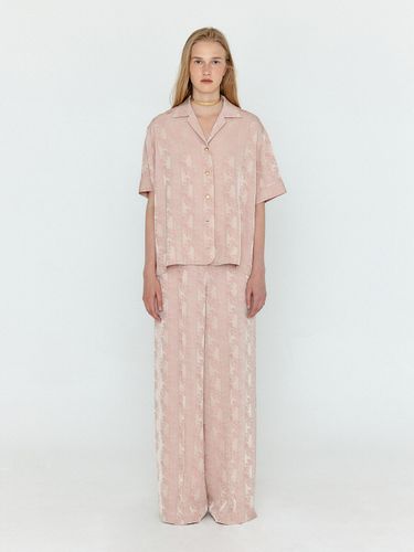 WENEZ Patterned Jacquard Wide Pants_Nude Pink - EENK - Modalova