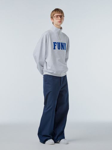 Ms Cotton Wide Leg Trousers_Navy - INSTANTFUNK - Modalova