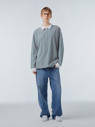 Ms Half Zip Long Sleeved T-Shit_Lavender Stripe - INSTANTFUNK - Modalova