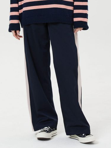 Line Color Block Wide Track Pants_Navy - WAIKEI - Modalova