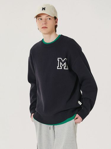 M Logo Jacquard Sweater - Navy - MARKM - Modalova