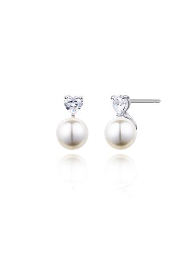 Silver Pearl Earrings H0153 - STONEHENgE - Modalova