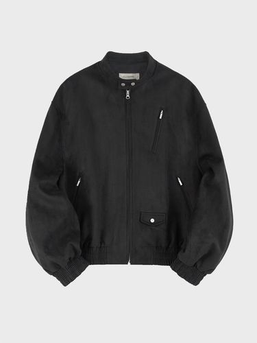 Suede Biker Jacket _ Black - LIEU HOMME - Modalova