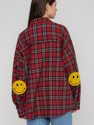 Elbow Dot Smile Oversized Plaid Shirt - GRAVER - Modalova