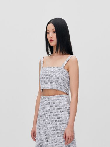 Square Neck Cropped Tweed Top - RE RHEE - Modalova