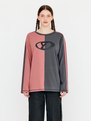 Color Block Graphic T-shirt_Pink+Gray - YUSE - Modalova