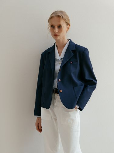 Color Point Button Jacket - Navy - Laminez - Modalova