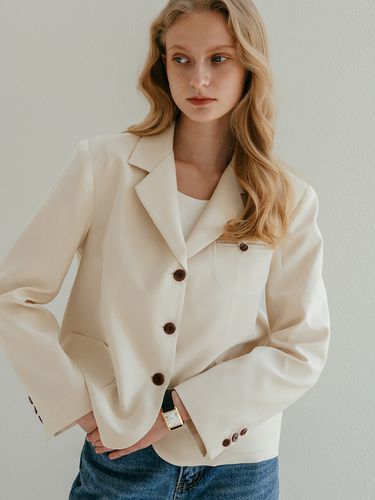 Color Point Button Jacket - Cream - Laminez - Modalova