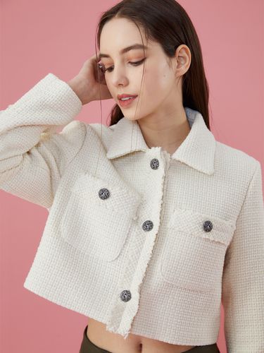 Crop Fit Rose Tweed Jacket - KOLEAT - Modalova