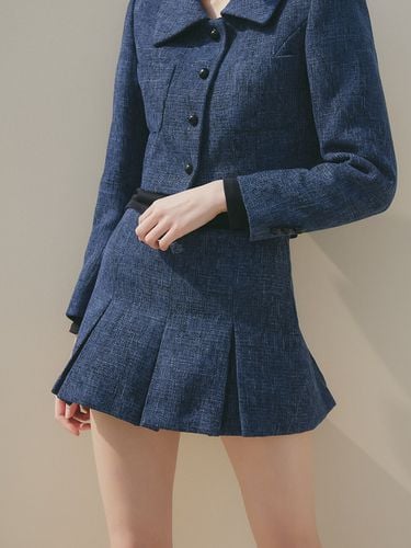 Tweed Mini Skirt Pants _ Navy - VEM.VER - Modalova