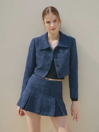 Tweed Single Collar Crop Jacket _ - VEM.VER - Modalova