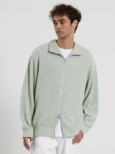 Semi Overfit Boucle Zip-Up Knit Cardigan_Mint Gray - TNGT - Modalova