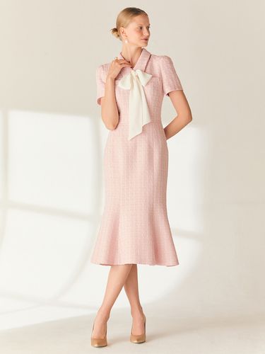 EMMA Collar Detailed Mermaid Tweed Dress _Pink - BAU by Bride And You - Modalova