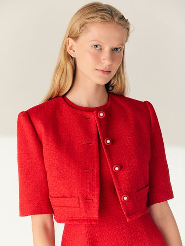 MAISIE Half Sleeve Tweed Bolero Jacket _Red - BAU by Bride And You - Modalova