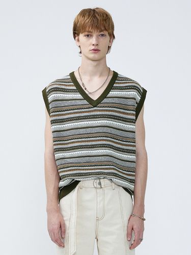 Mixed Weaving Knit Vest Khaki - MARTINPLAN - Modalova