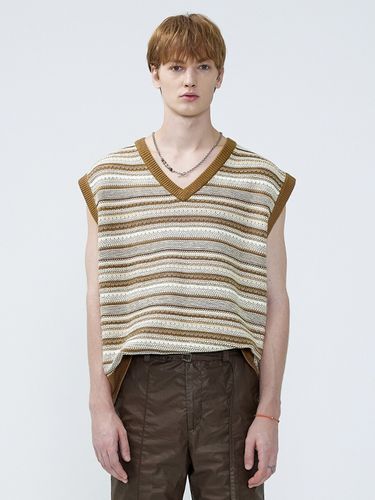 Mixed Weaving Knit Vest Beige - MARTINPLAN - Modalova