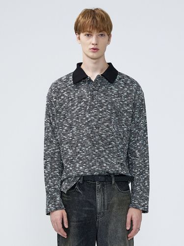 Boucle Knitted Polo Shirt Black - MARTINPLAN - Modalova