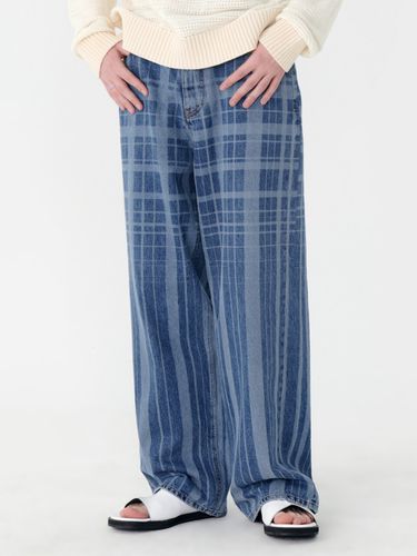 Wide-Leg Laser Check Denim Jeans - MARTINPLAN - Modalova