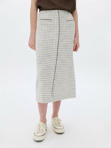 Grid Check Tweed Long Skirt - a.t.corner - Modalova