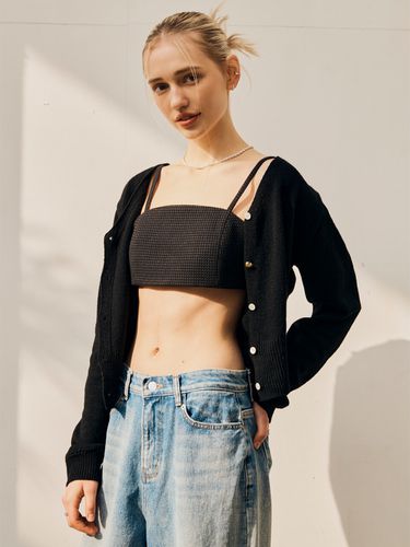 Skinny Strap Crop Bra Top _Black - SILN - Modalova