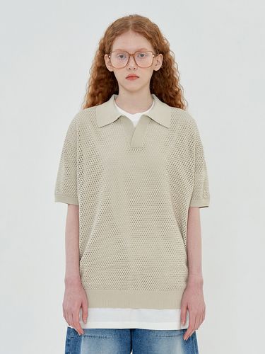 Mesh PK Knit Pullover [Beige] - UNALLOYED - Modalova