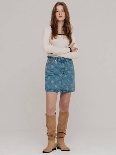 VC Logo Laser Denim Mini Skirt VC2312SK008M - VOCAVACA - Modalova