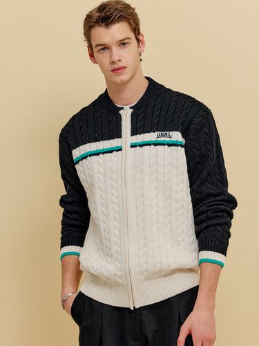 Unisex Cotton Blend Cable Knit Zip-up [] - GENERAL IDEA - Modalova