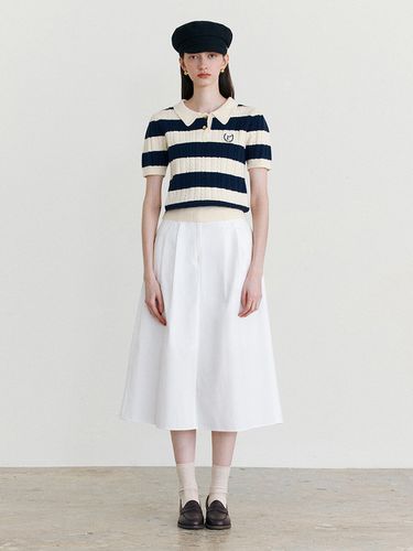 Cotton Long Flare Skirt_White - ROLAROLA - Modalova