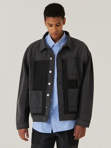 Oversized Fit Block Denim Trucker Jacket - FIELD WORKER - Modalova