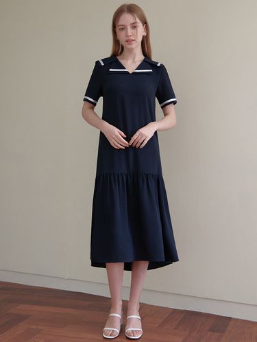 Double Collar Sailor Dress (Navy) - ZEROSTREET - Modalova