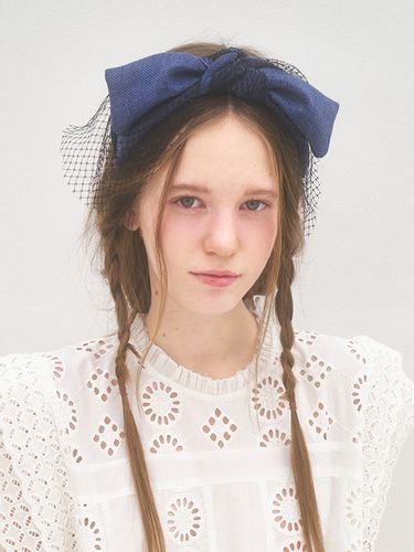 Serre-tete] Lace BunnyHairband_Blue - Brown Hat - Modalova