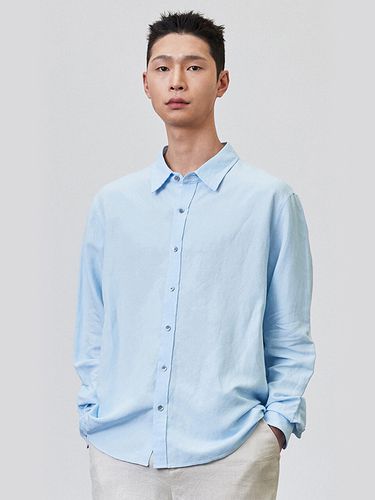 Relaxed Fit Linen Shirt - Blue - THE KNIT COMPANY - Modalova