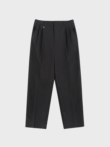 Wide Leg Pleated Slacks - Black - LIEU HOMME - Modalova