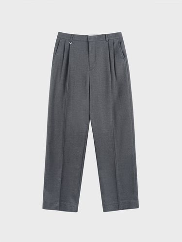 Wide Leg Pleated Slacks - Charcoal - LIEU HOMME - Modalova