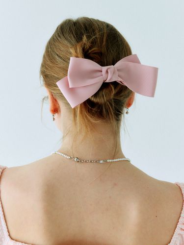 Ribbed Ribbon Hairpin_Pink - pearlymore - Modalova