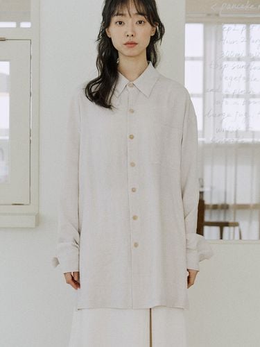 Unisex Linen Patch Shirt (Natural) - malen - Modalova