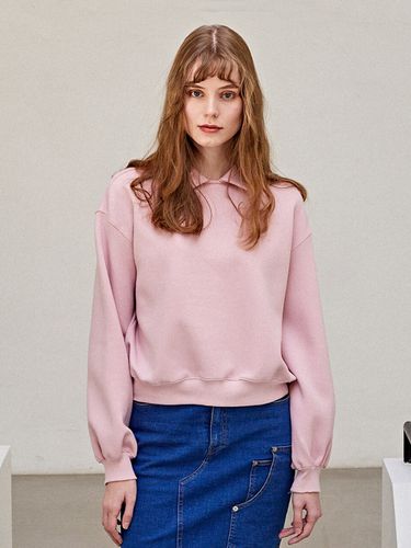 Puff Sleeves Collar Cropped Sweatshirt - CUSTOM US - Modalova