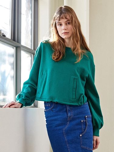 Puff Sleeves Drawstring Cropped Sweatshirt - CUSTOM US - Modalova